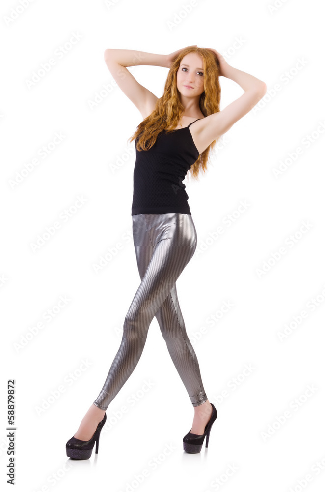 Young redhead girl in tight leggings Young redhead girl in tight leggings