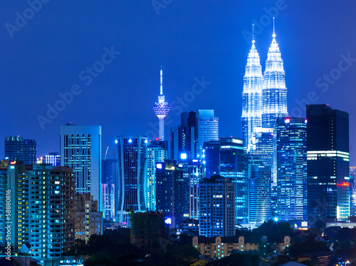 Kuala Lumpur skyline at night photo