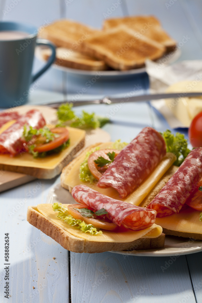 Breakfast with a toasted bread Breakfast with a toasted bread