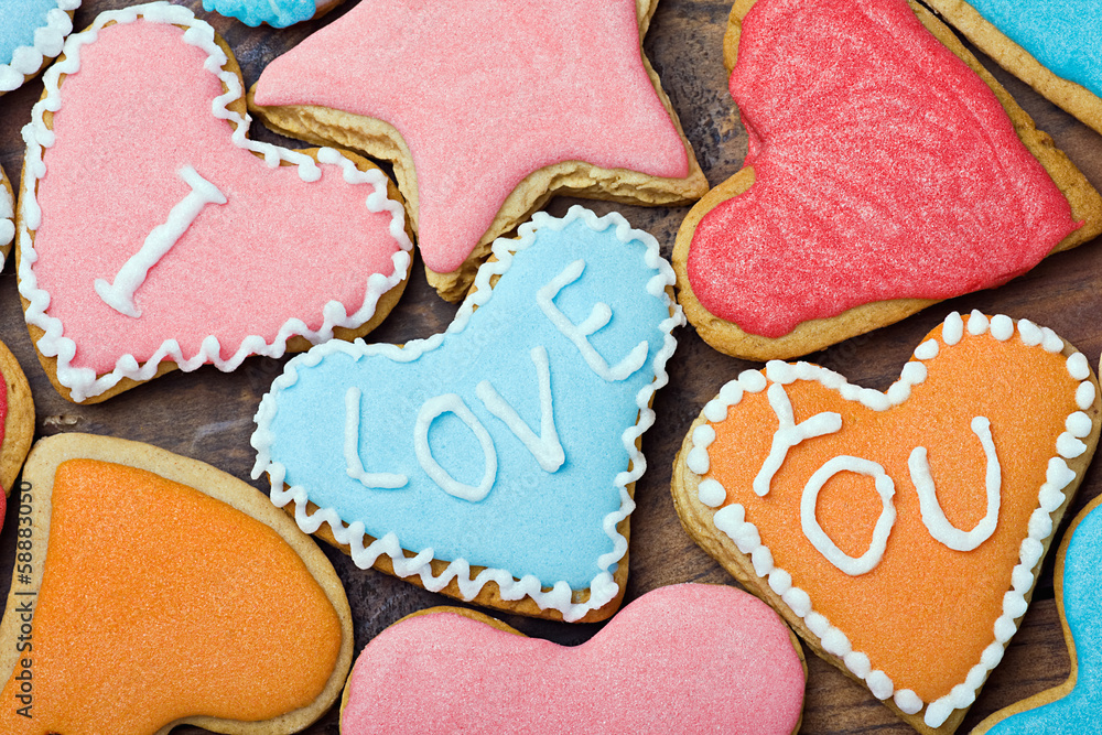 Valentine cookies with the words I love you Valentine cookies with the words I love you
