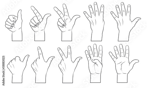 Hände, zählende (1,2,3,4,5)