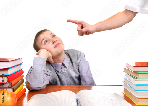Quadro em tela Schoolboy and Strict Parent