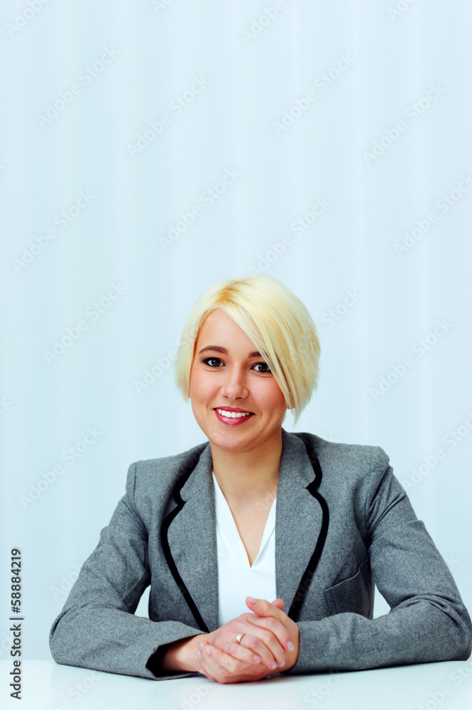 Young cheerful businesswoman in casual cloth Young cheerful businesswoman in casual cloth