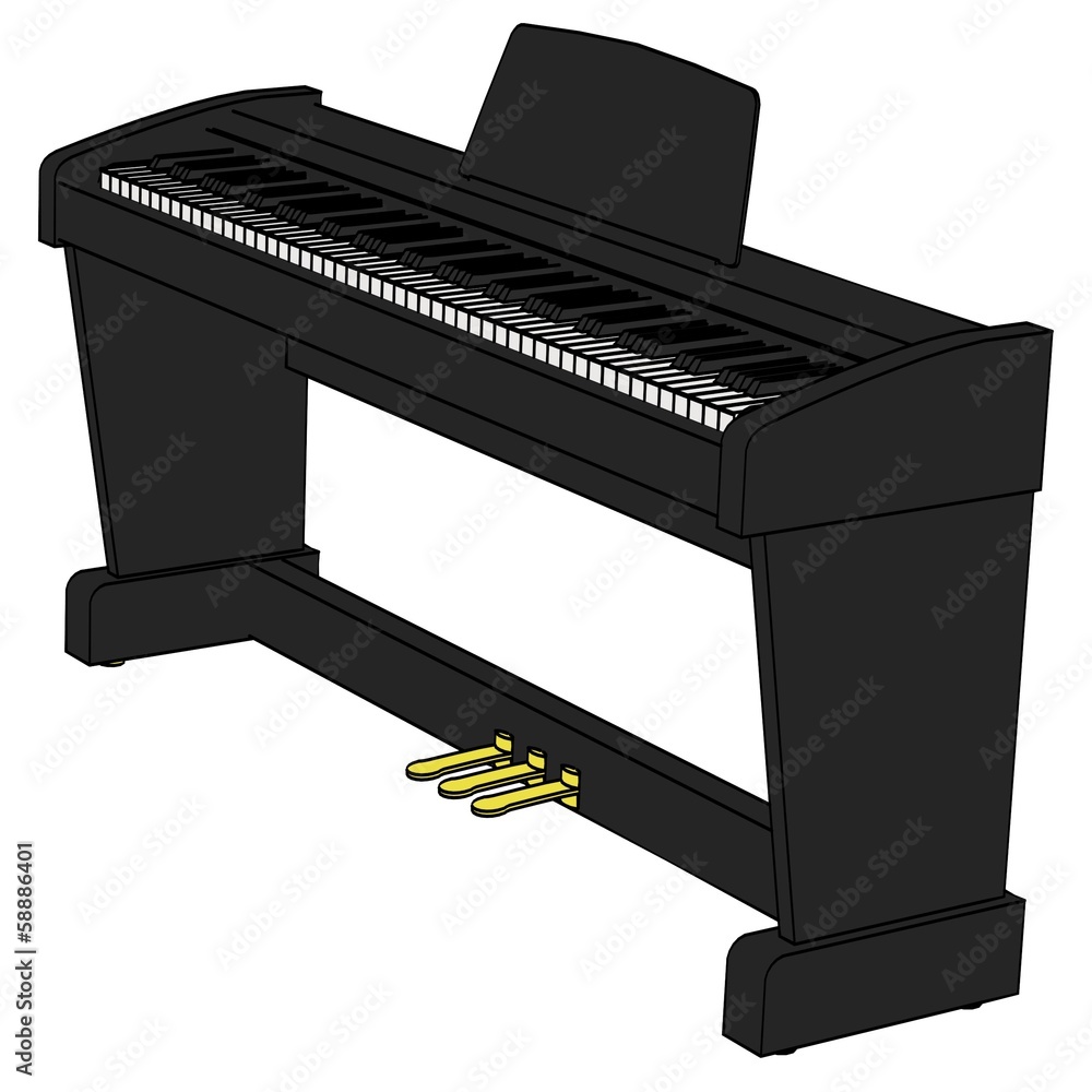cartoon image of digital piano Stock Illustration | Adobe Stock