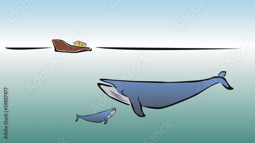ballenas y barco