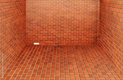 Modern red brick wall