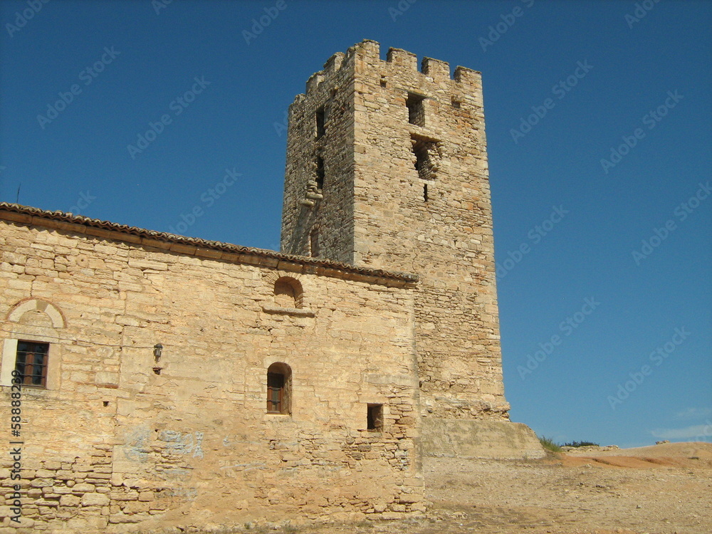 Ancient Greek Tower and Church