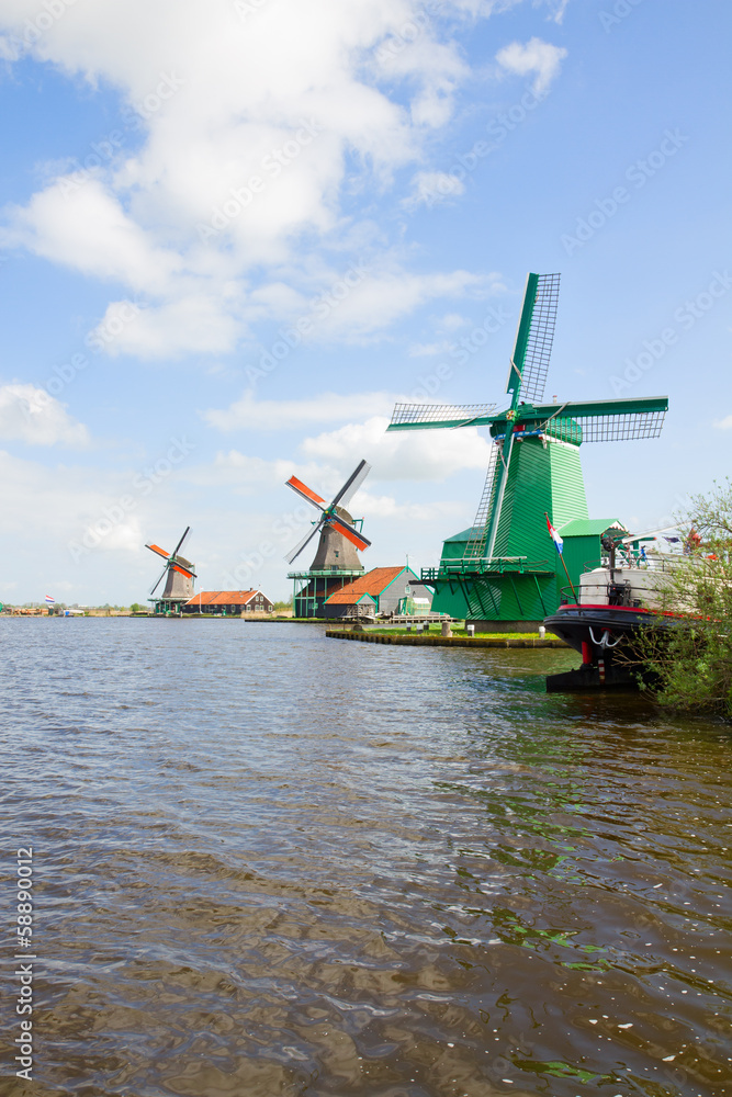 view of  Zaanse Schans windmills