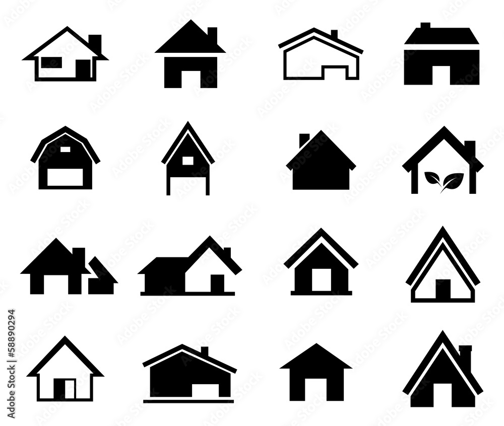 houses set icon vector