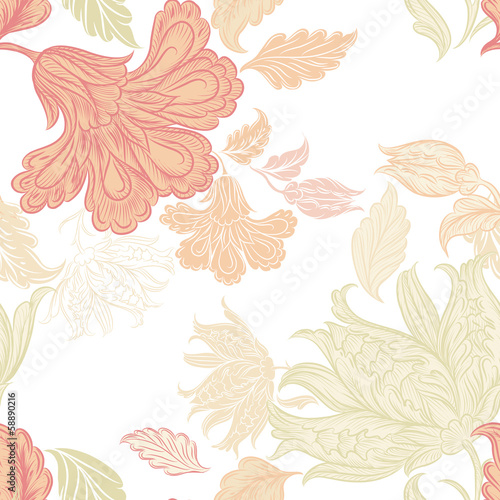 Seamless wallpaper pattern with floral elements for design