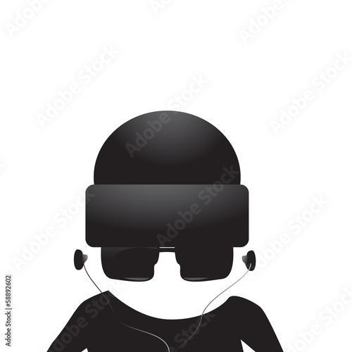 inmate in stocking cap and earphones 