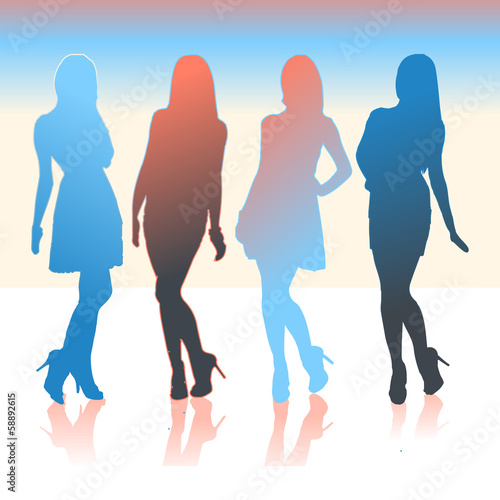 woman silhouette set