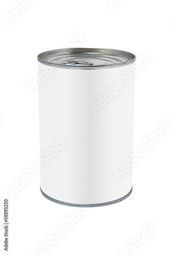 White labal tin can