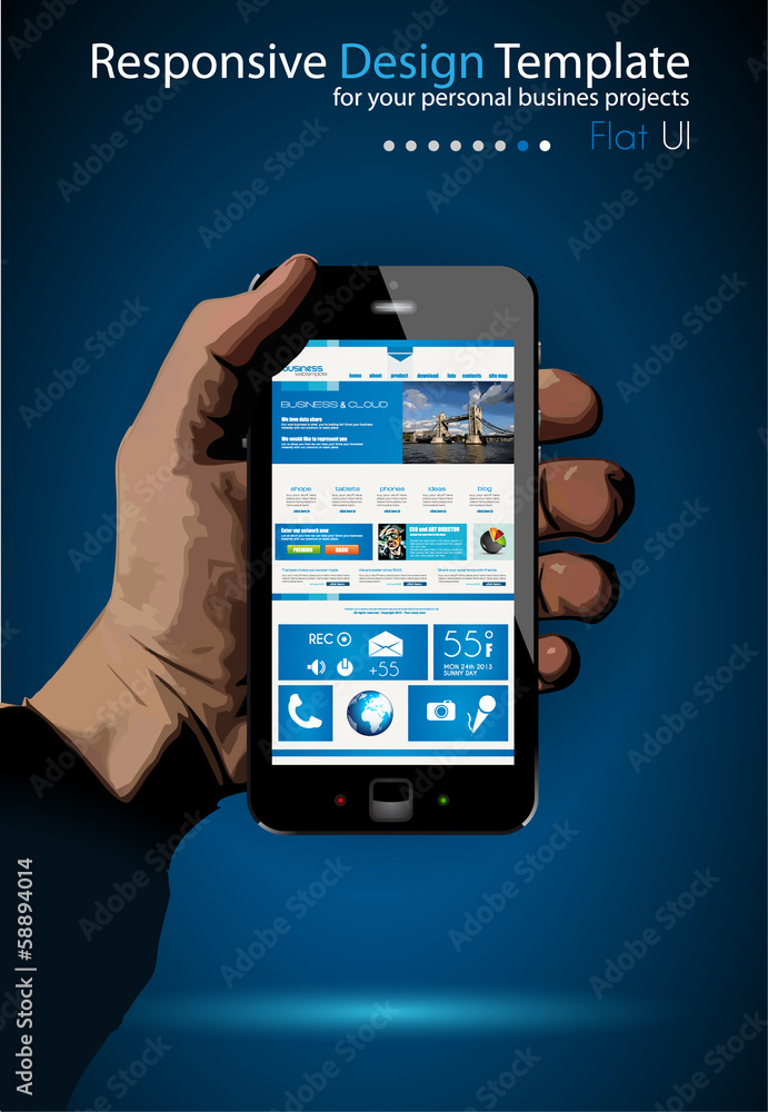 UI Flat Design Elements in a modern Smartphone UI Flat Design Elements in a modern Smartphone