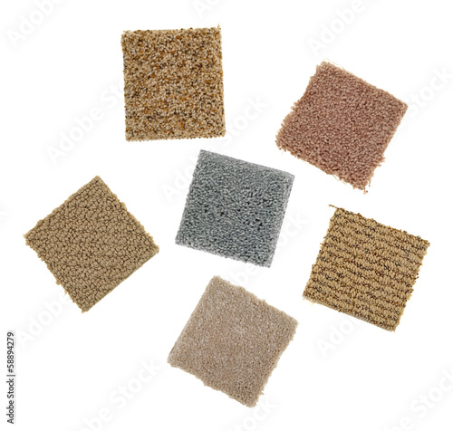 Smalls square carpet samples on a white background