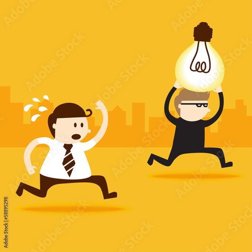 A thief steal light bulb idea from business man