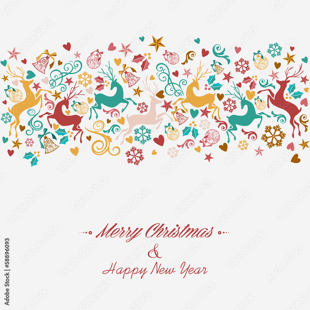 Merry Christmas and Happy New Year greeting card