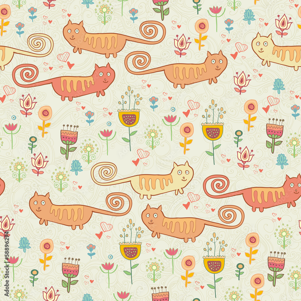 Cartoon background with cute animals