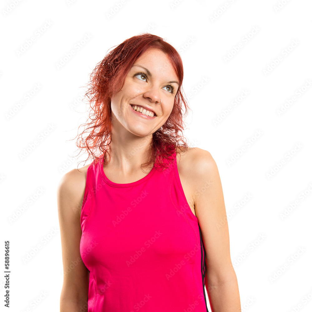 Young happy girl over white background Young happy girl over white background