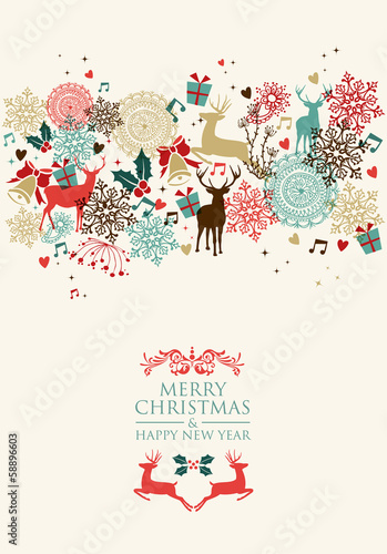 Merry Christmas and Happy New Year contemporary greeting card