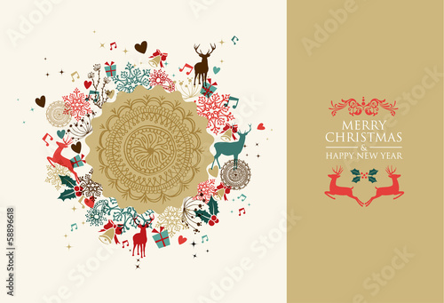 Merry Christmas and Happy New Year contemporary greeting card
