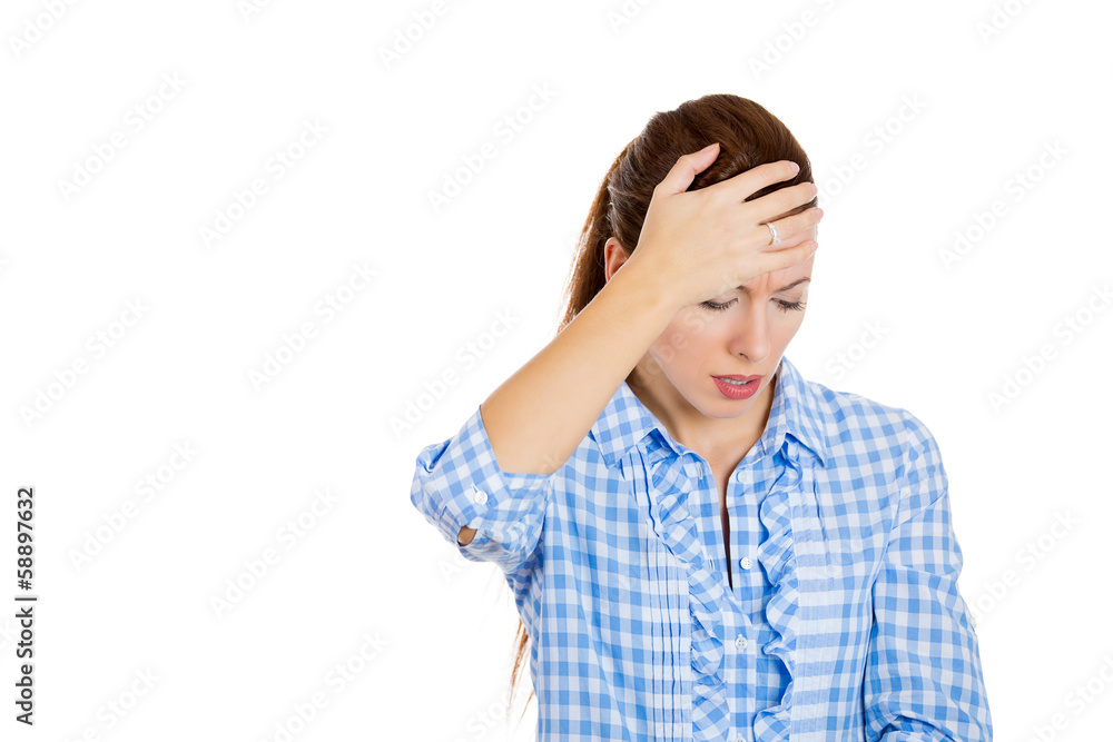 Sad, depressed, lonely woman having headache Sad, depressed, lonely woman having headache