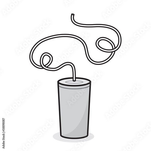 Isolated white cup with crazy looping straw