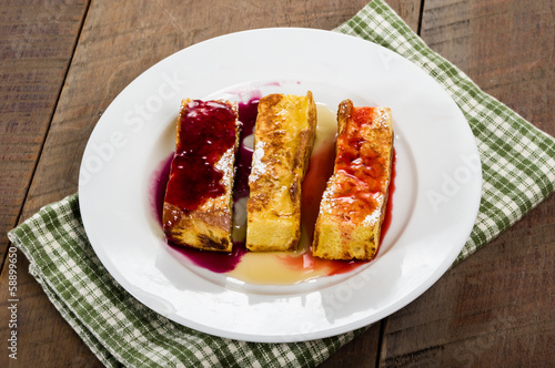 French toast sticks with syrups