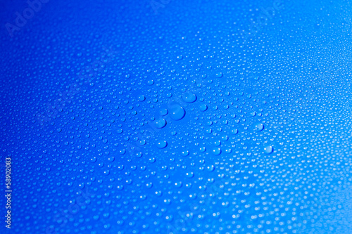 water drops on blue background