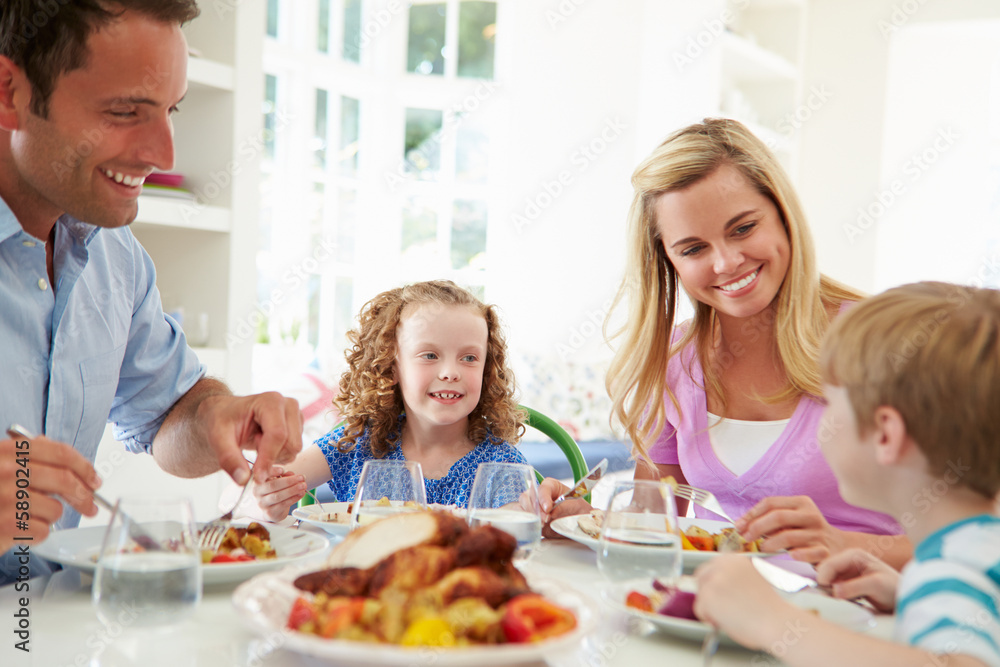 Family Eating Meal At Home Together Family Eating Meal At Home Together