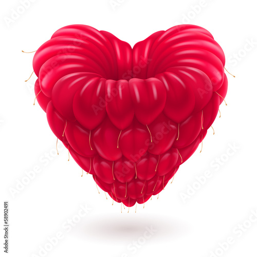 Raspberry in heart shape.