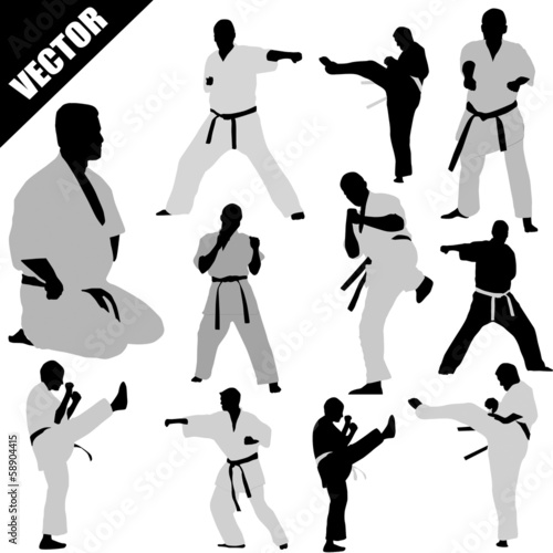 Karate fighters silhouettes