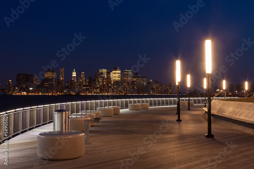 New York - Manhattan skyline view by night from Hoboken waterfr