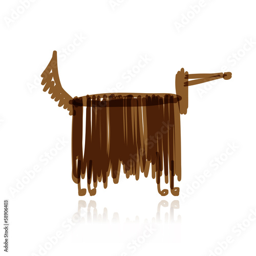 Funny dog with long wool for your design