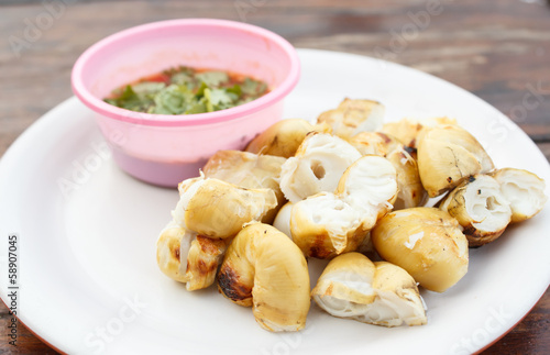 Grilled testis squid (thai food)