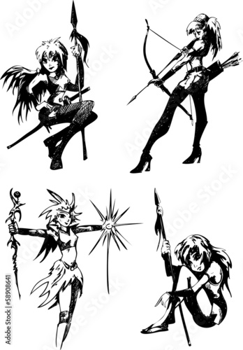 Girls teenagers with blades