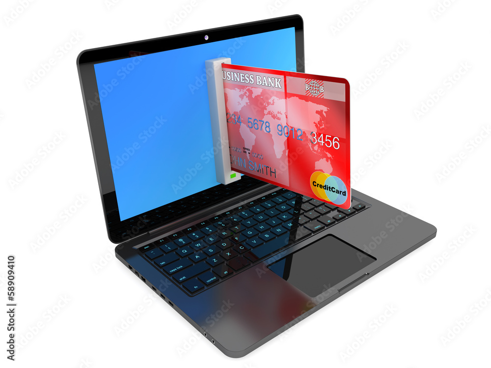 E-commerce Concept. Laptop computer and Credit Card E-commerce Concept. Laptop computer and Credit Card