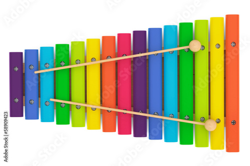 Colorful wooden xylophone with mallets photo