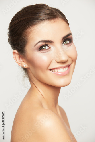 Close up portrait of beautiful young woman face.