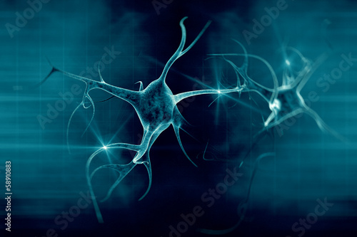3D illustration of a neuron in beautiful background photo