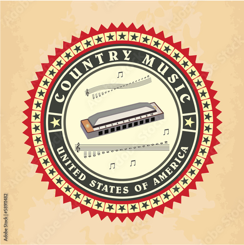 Vintage label country music vector