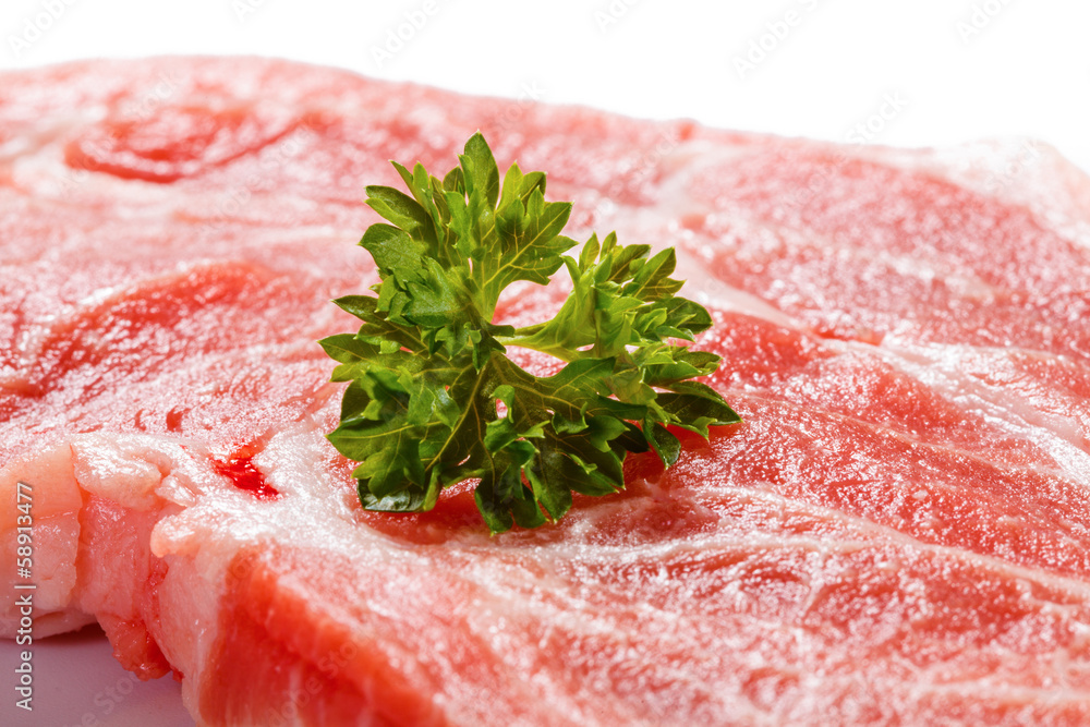 Fresh raw pork on white background Fresh raw pork on white background