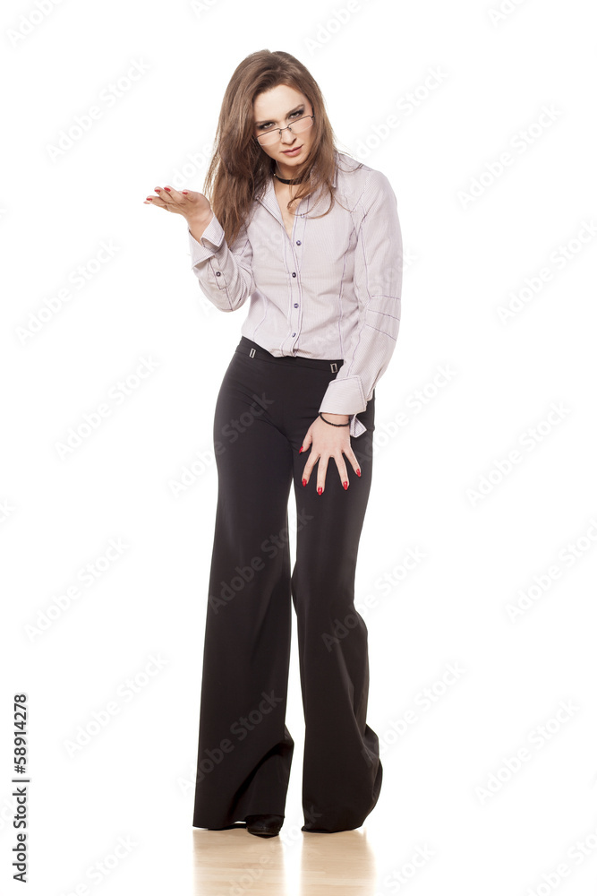 young business woman posing with questionable gestures young business woman posing with questionable gestures