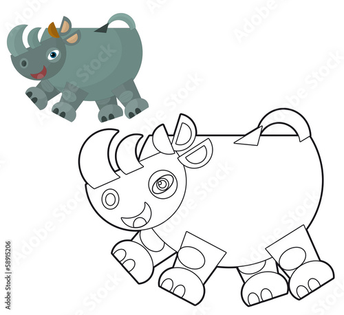 Fototapeta Naklejka Na Ścianę i Meble -  Cartoon wild animal - coloring page with preview for children