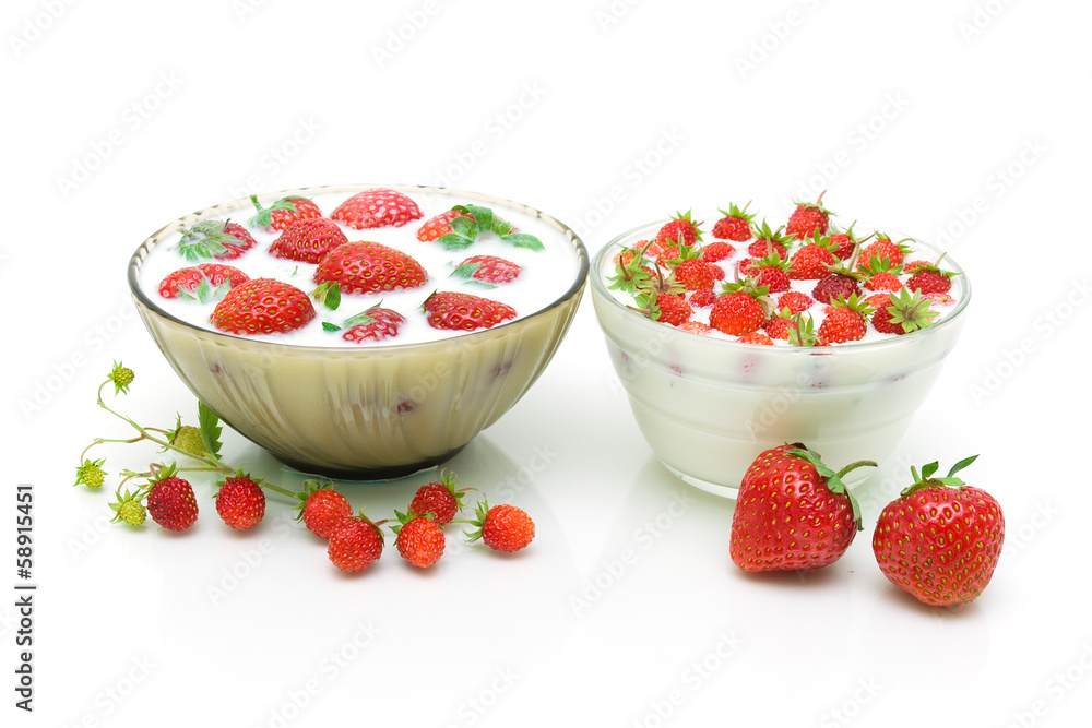 ripe strawberries and strawberry milk on a white background ripe strawberries and strawberry milk on a white background