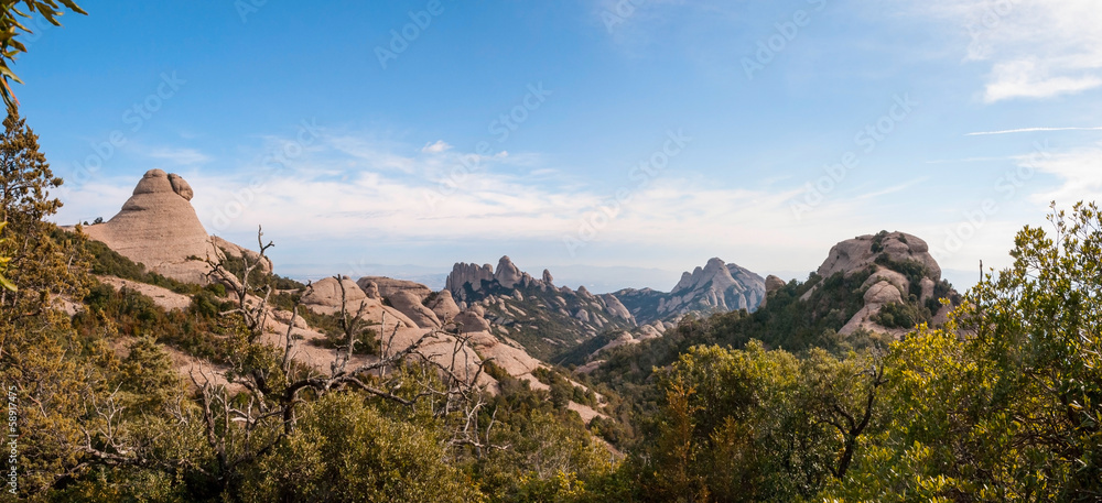 Fototapeta premium Mountains of Montserrat panorama, Catalonia, Spain