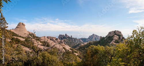 Mountains of Montserrat panorama  Catalonia  Spain