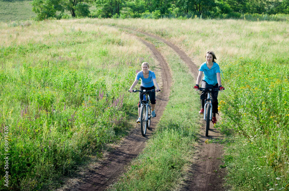 Naklejka premium women relax biking
