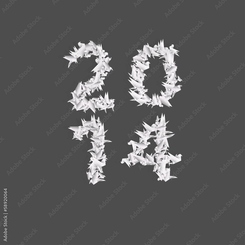 Number 2014 with origami birds Number 2014 with origami birds