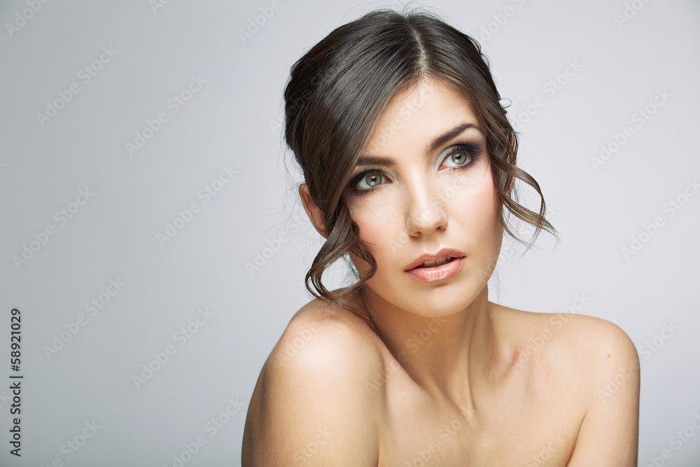 Beautiful woman portrait . Nude shoulders. Beautiful woman portrait . Nude shoulders.